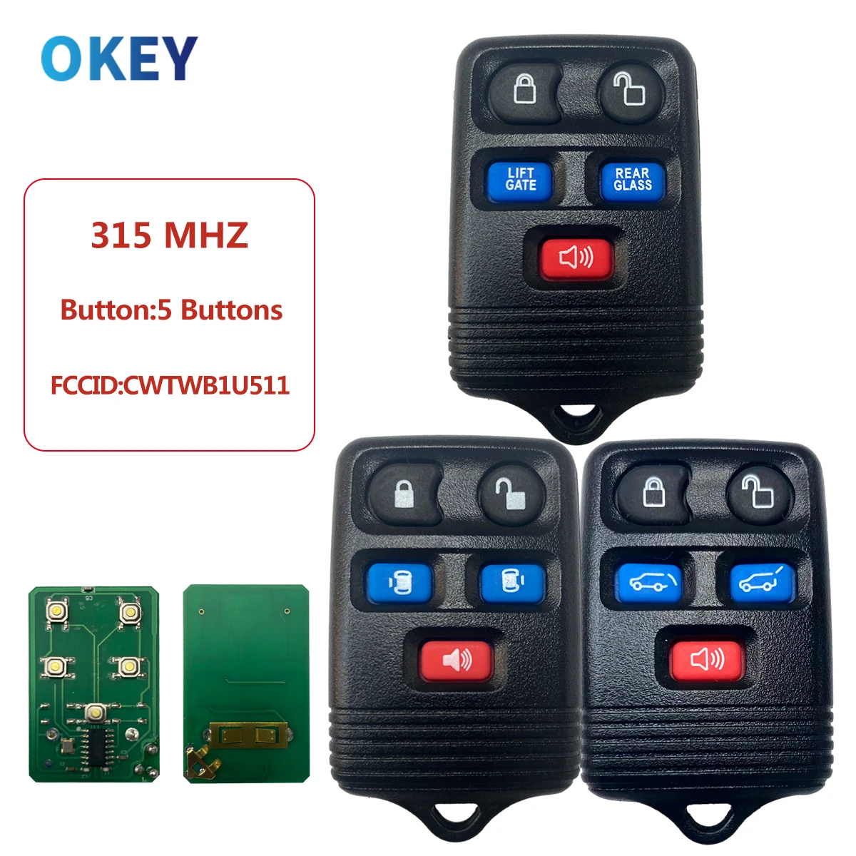 Okey Remote Smart Car Key 5 Buttons For Ford Expedition Freestar Lincoln Windstar Mercury Monterey Navigator 315MHZ