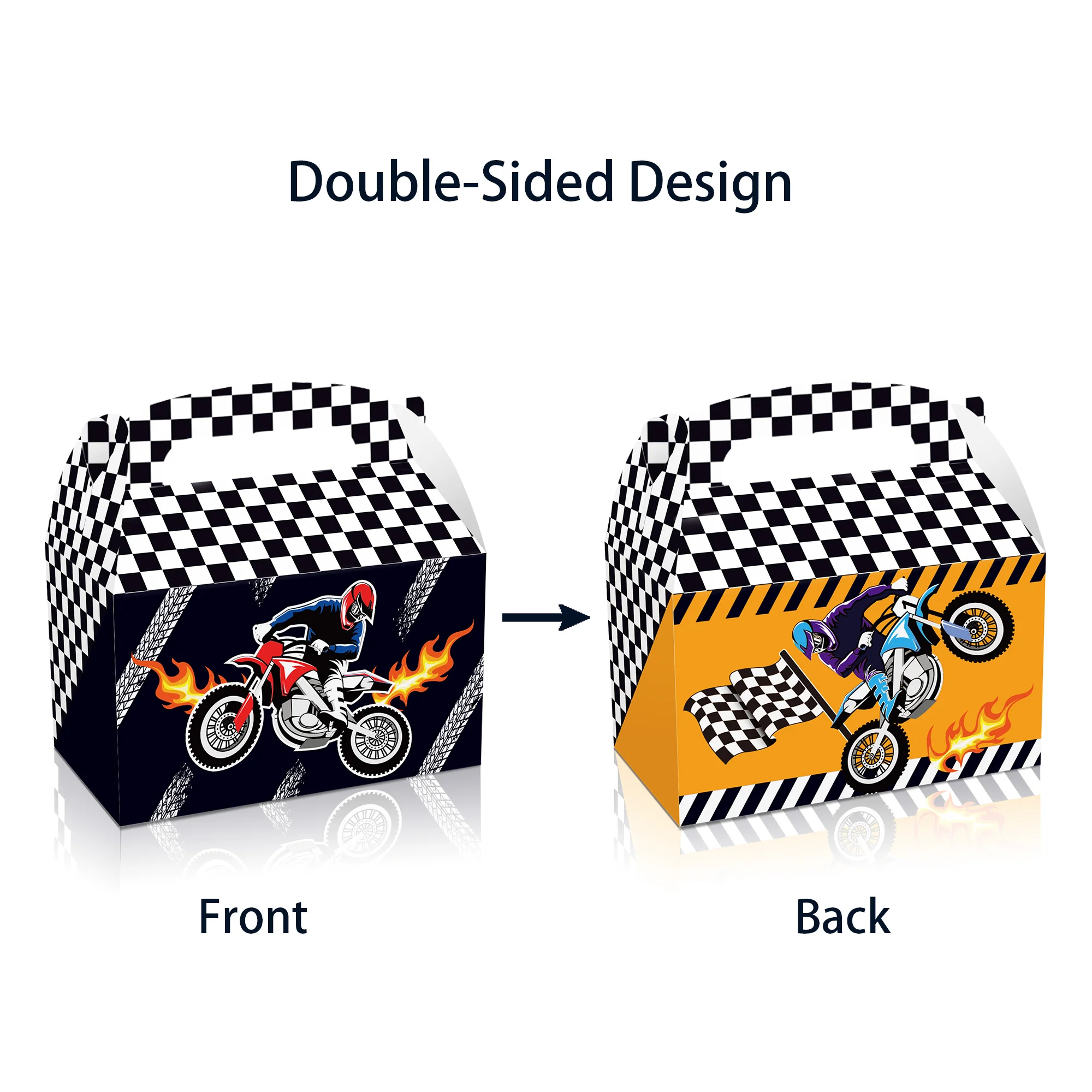 DD194 4Pcs Motorcycle Race Car Racing Treat Boxes Gift Bags Candy Wrapping Birthday Party for Boy Decoration Baby Shower Decor