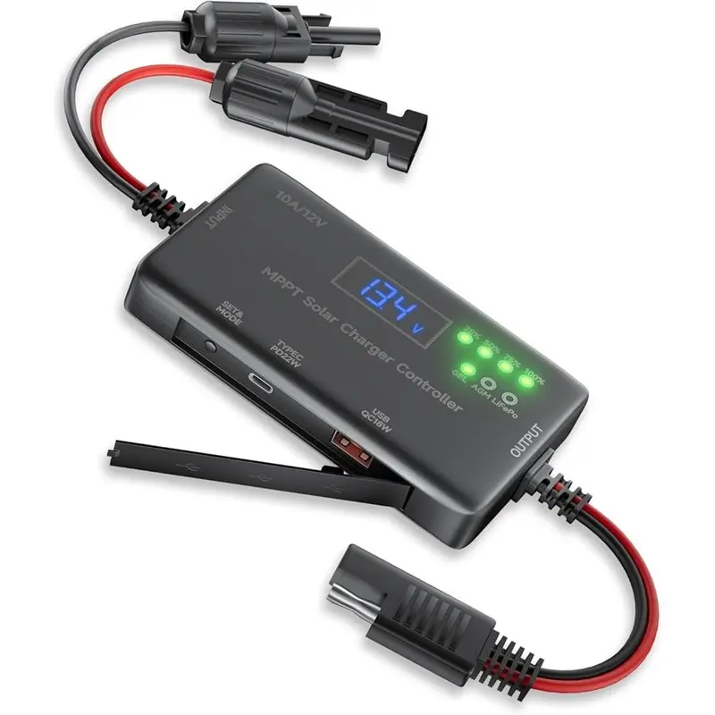 

ABWP-MPPT Solar Panel Charge Controller 12V 10A With Type-C And USB Output, For AGM, Lifepo Battery Compatible