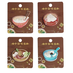 1 Piece Cartoon Chinese Food Embroidered DIY Clothing Patches Noodle Dumplings Parch Pasted On Sticker for Applique Decoration