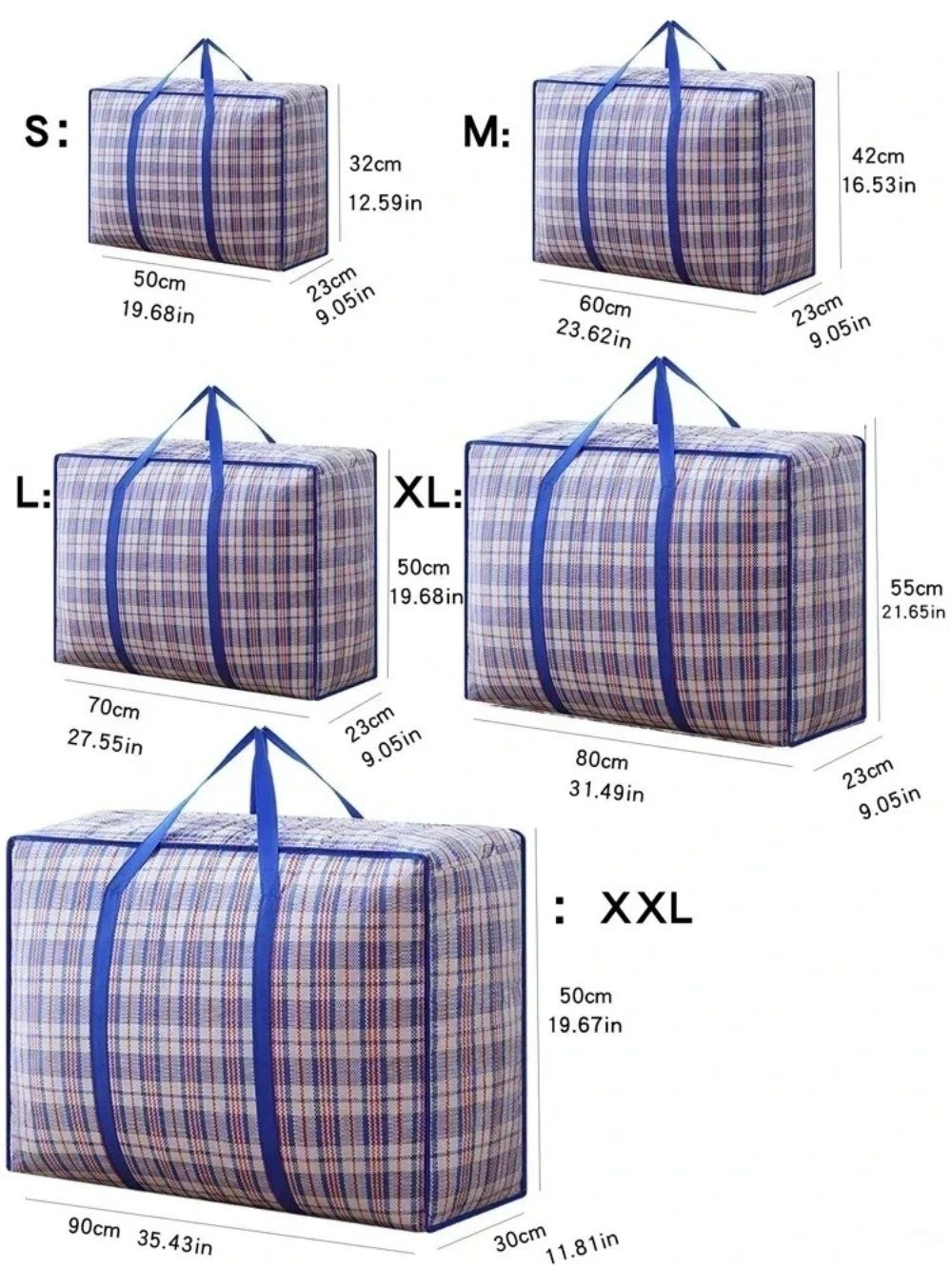 1PC Foldable Moving Bag Large Capacity Woven Bag Snakeskin Bag Waterproof Portable Mobile Bag Blue
