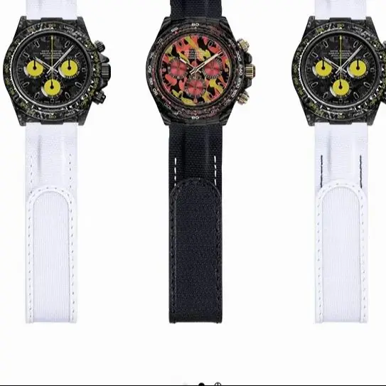 20mmナイロン製フックアンドループ式時計ストラップ、ダブルスプリングバー、カーブエンド、ロレックスデイトナ時計バンド対応