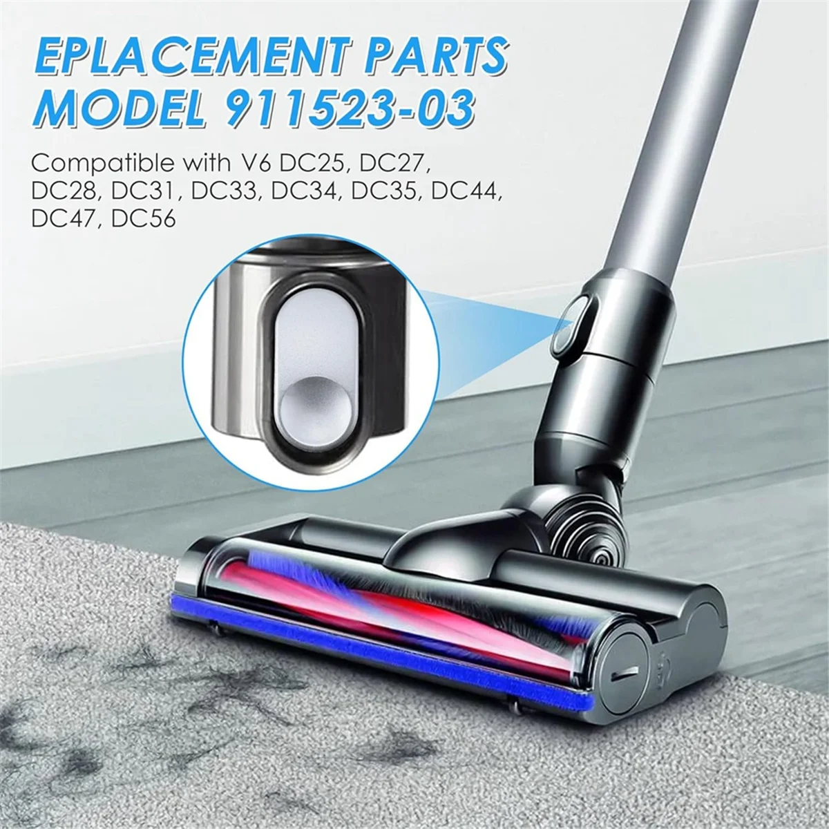 B66C Slilver Tool Catch for Dyson V6 DC25, DC27, DC28, DC31, DC33, DC34 Vacuum Cleaner Replacement Parts - Model 911523-03