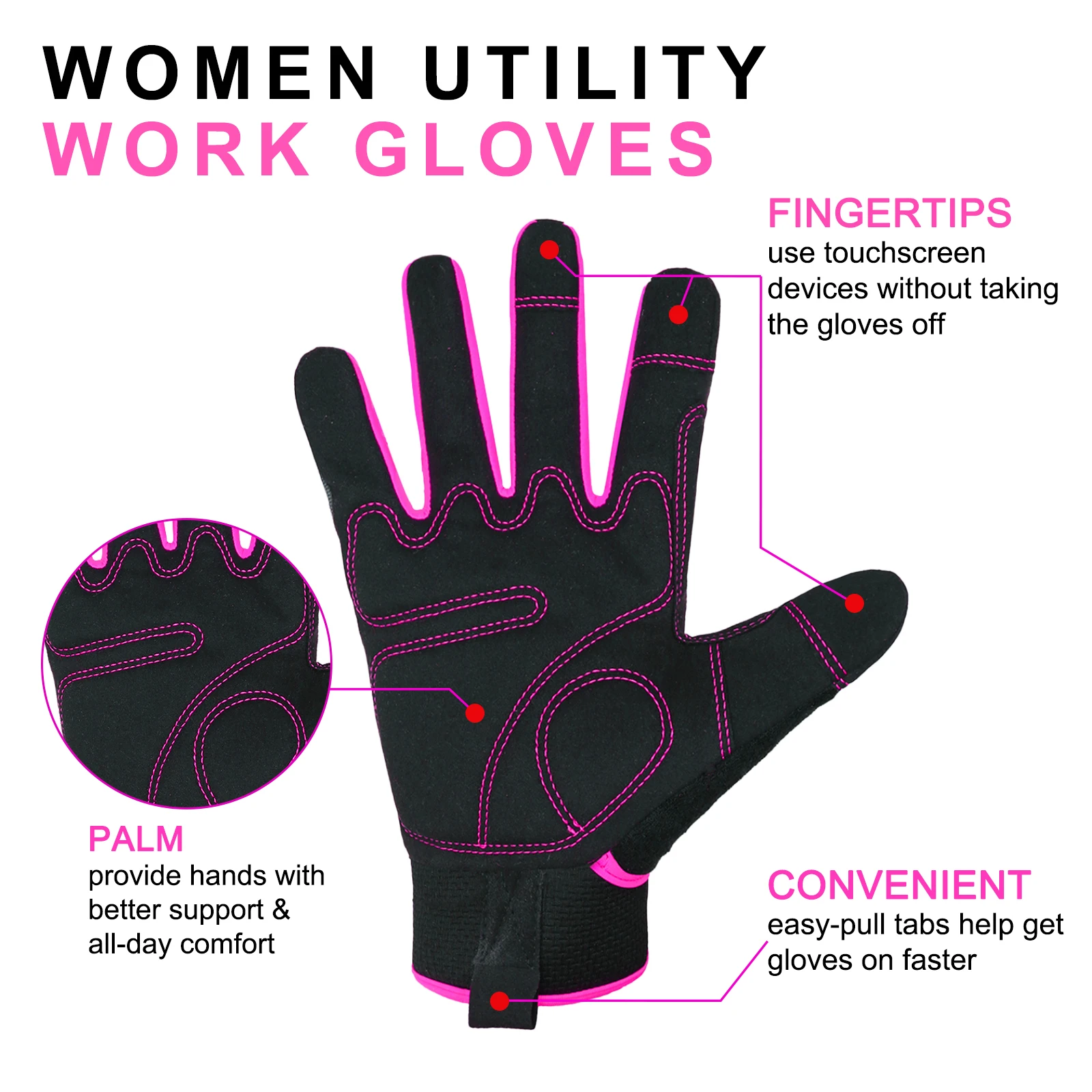 HANDLANDY Utility Work Gloves Women, Flexible Breathable Yard Work Gloves, Thin Mechanic Working Gloves Touch Screen