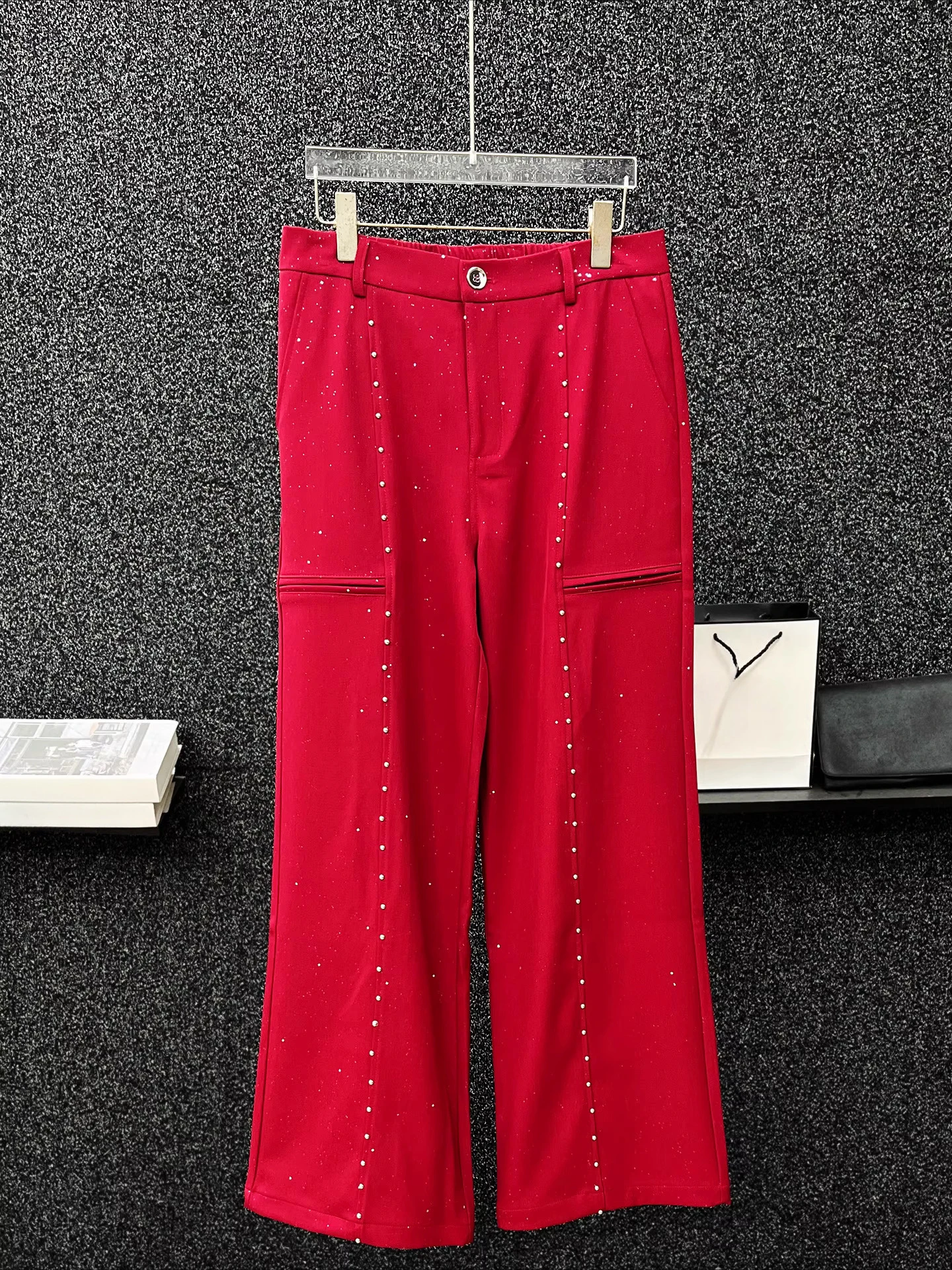 Men's 2025 Autumn New Fashion Metal Buckle Blazers Wide-Leg Pants Two-Piece Sets High-End Starry Sky Solid Color Chic Suit Sets