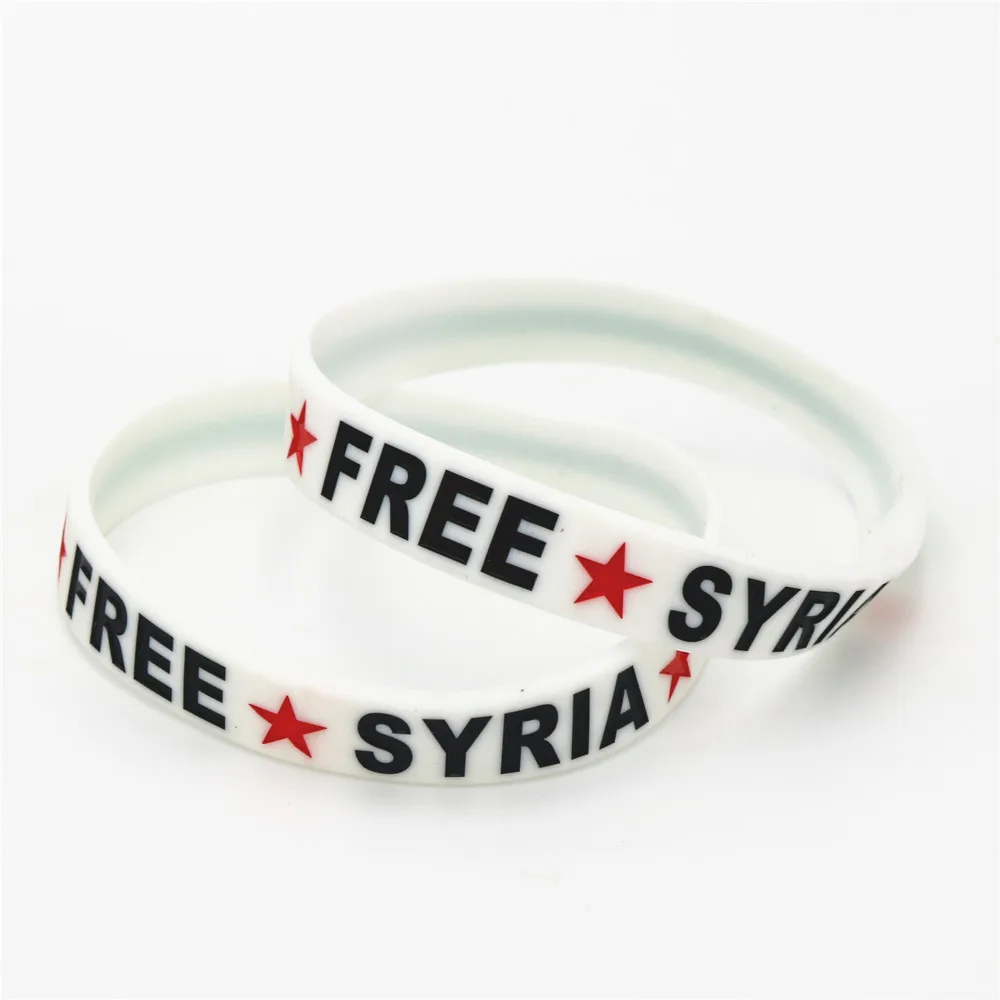 1PC Hot Sale Love Peace Free Syria Silicone Wristband Debossed Letter Star Silicone Bracelet &Bangles Women Men Jewelry SH084