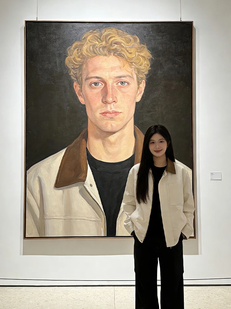 

American Retro Detroit Workwear Jaet Men's Spring Autumn Flip Collar Color Blo Baseball orm High End Barn Coat