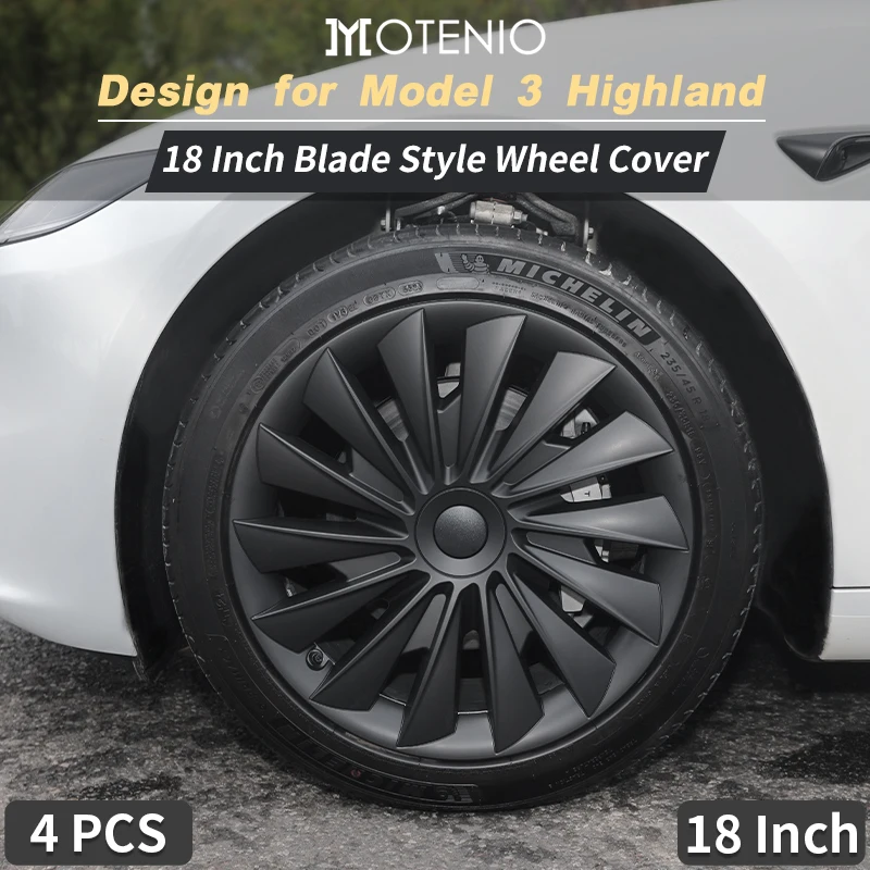 Design for Tesla Model 3 Highland 2023-2024 New Blade Hub Cap Replacement Wheel 18 Inch Automobile Hubcap Full Rim Cover