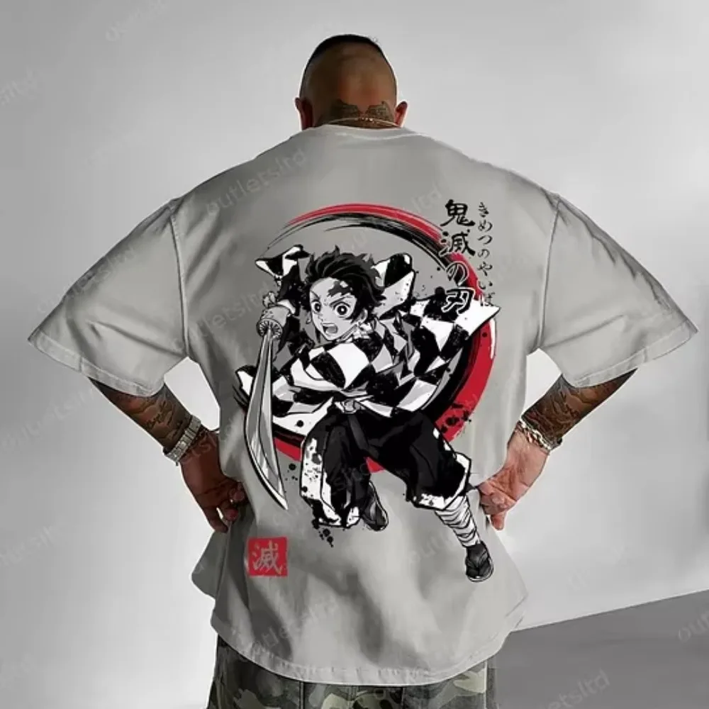 

Demon Slayer, новая летняя анимационная периферийная футболка с короткими рукавами, мужская повседневная универсальная футболка для мальчиков, которую можно носить одежду для родителей и детей