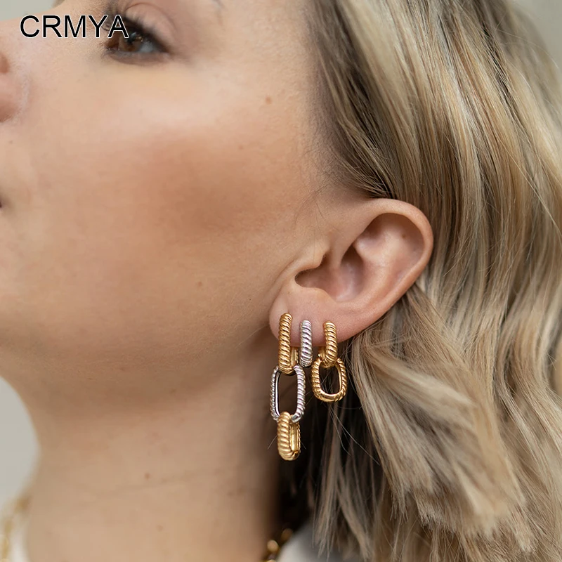 

CRMYA Gold-color Hoop Dangle Earrings For Women Vintage Removable And Pairable Women's Huggies Earrings 2025 Jewelry Wholesale