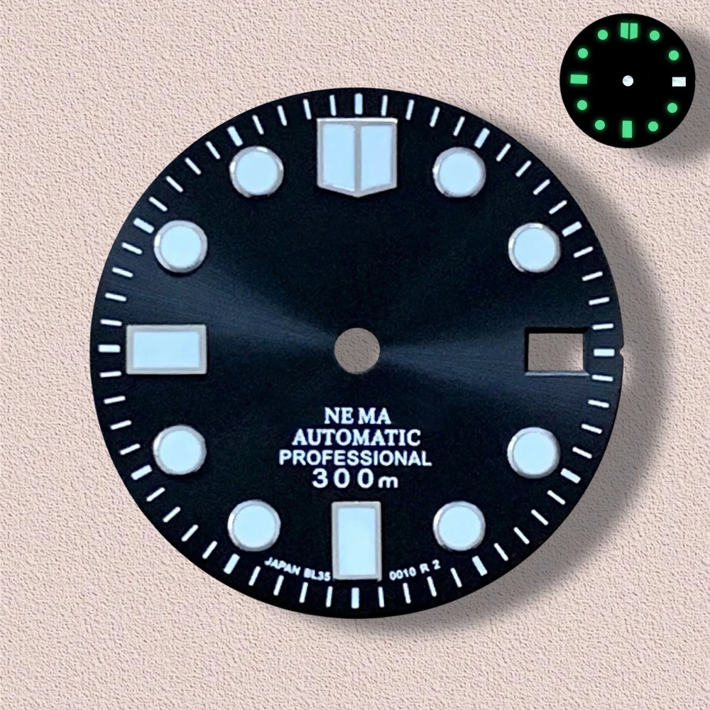 28.5mm S Logo Sunray Dial SUB/SKX007 DIal Suitable For NH35/NH36 Movement 3/3.8 o'clock Crown Green Luminous NH35 Accessories