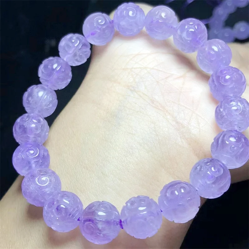 Natural Lavender Amethyst Mosaic Bead Bracelet Gemstone Round Bead Crystal Healing Women Men Fine Jewelry Gift 1PCS