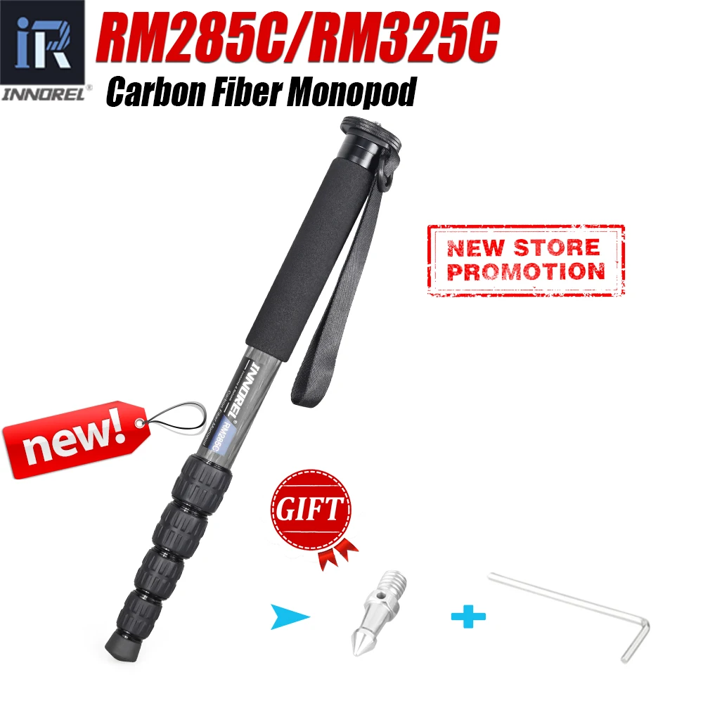 RM285C/RM325C 5-Section Professional Travel Carbon Fiber Portable Monopod Can Stand with the Mini Tripod Base for DSLR camera