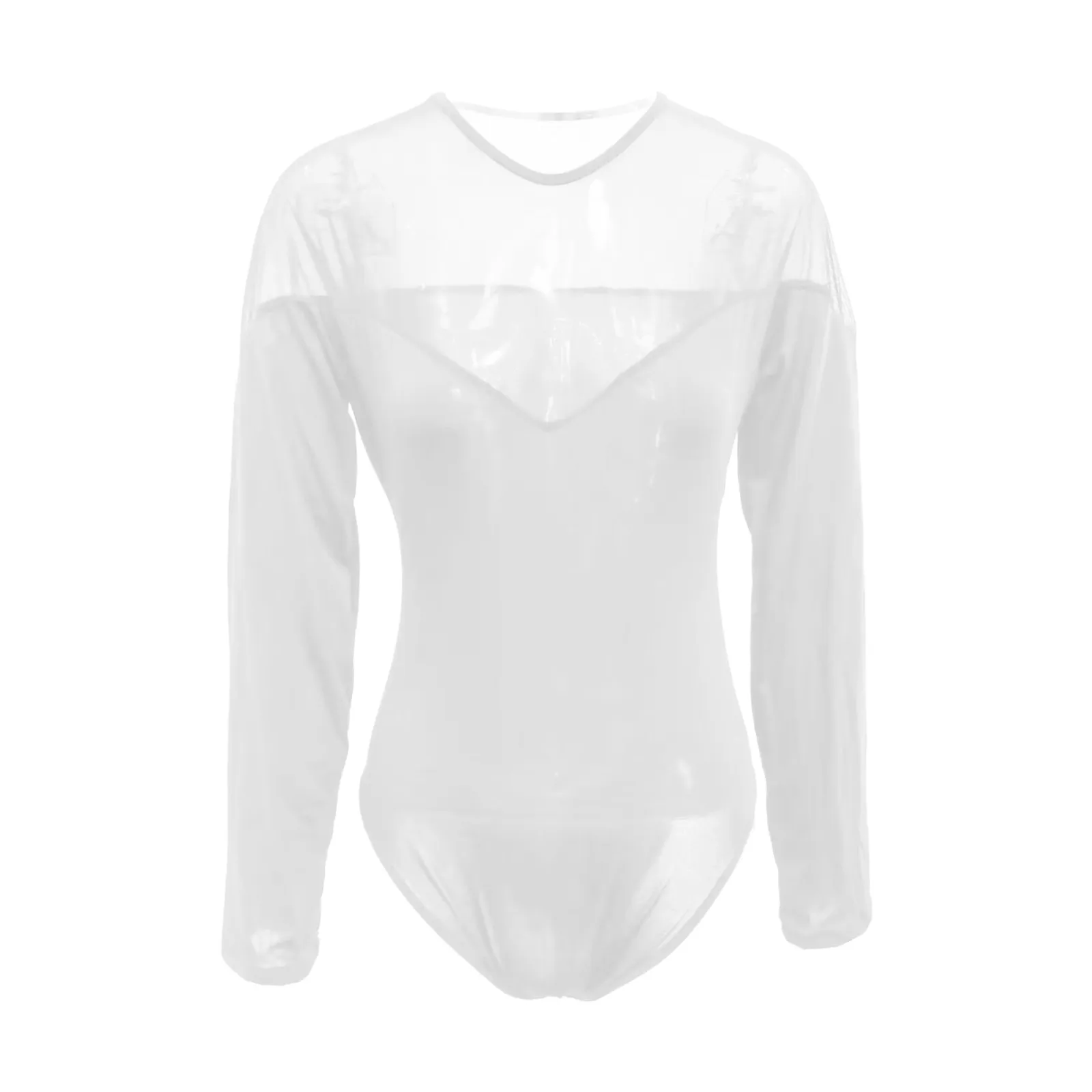 Sexy Women Bodysuit Long Sleeve See Through Skinny Mesh Patchwork Vacation Party Club Streetwear Bodycon Tops