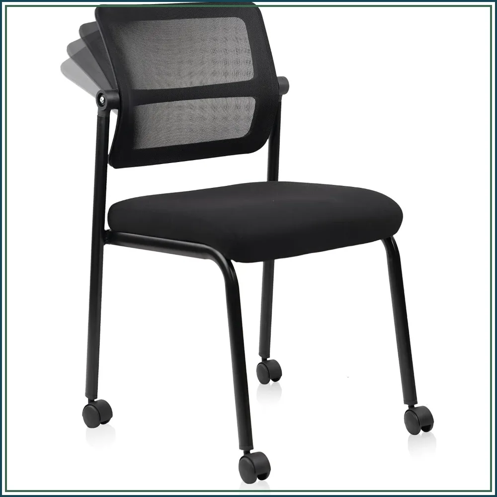 4 Pack Mesh Stacking Office Chair Stacking Armless with Wheels, Adjustable Backrest