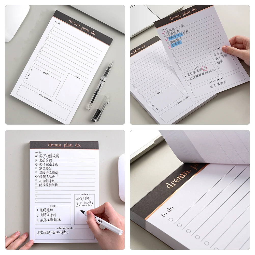 Learning Plan Book Daily Tear Off Notepad Time Management Grocery List Notebook Punch Planner Student Teacher Memo Pad Pregnancy