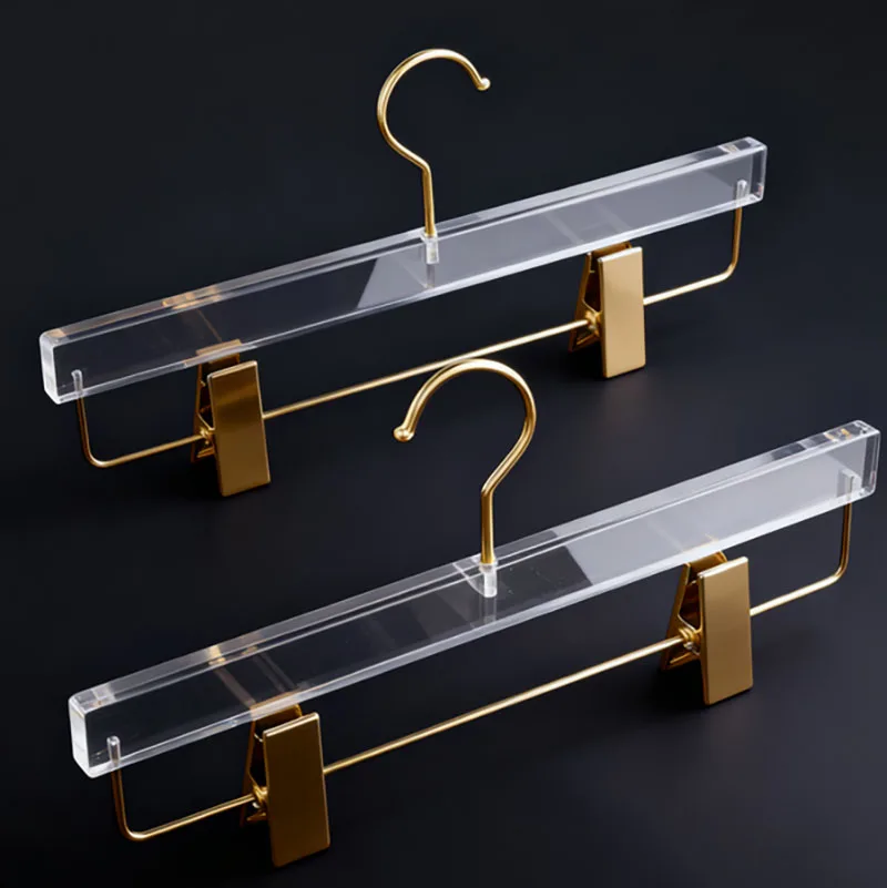 

10 шт., прозрачная вешалка для одежды, органайзер для брюк, противоскользящая акриловая вешалка для брюк, зажим для юбки, экономия места в гардеробе