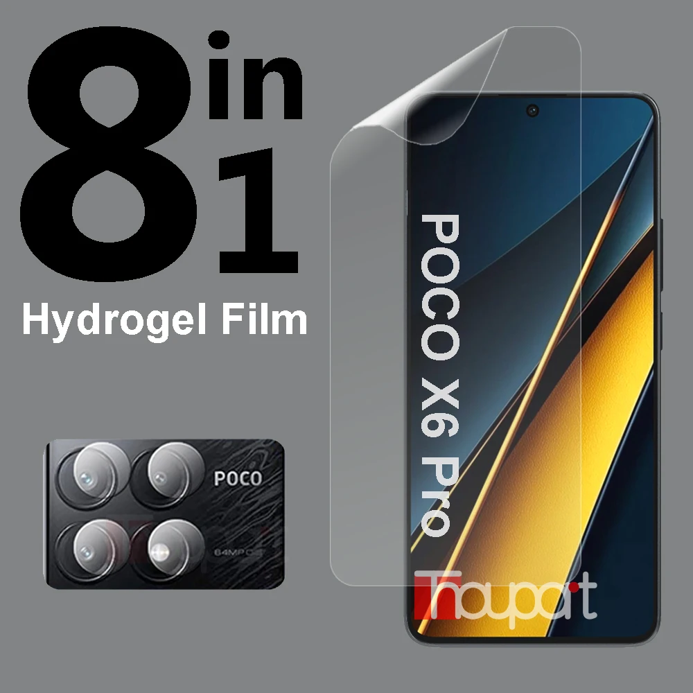 Hydrogel Film For Xiaomi Poco X6 Pro Screen Protector Full Coverage Camera Lens Film Poco X6 Neo Soft TPU Protective No Glass