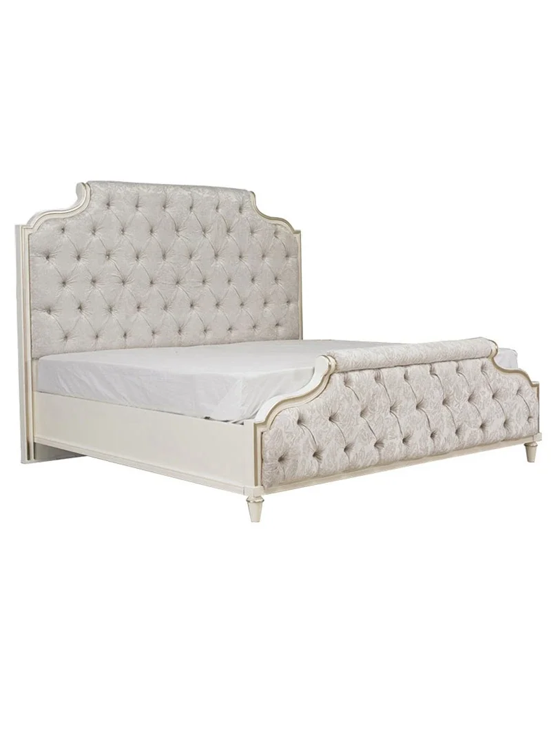 

European postmodern luxury double master bedroom big solid wood wedding simple cloth 1.8m 2m princess bed.