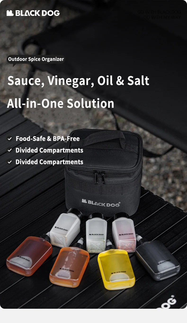 BLACKDOG Tragbares Gewürzflaschen-Set, Camping-Gewürzbehälter für BBQ und Picknick, 2026 Auslaufsicherer Gewürzorganizer für Wanderungen – Detail 1