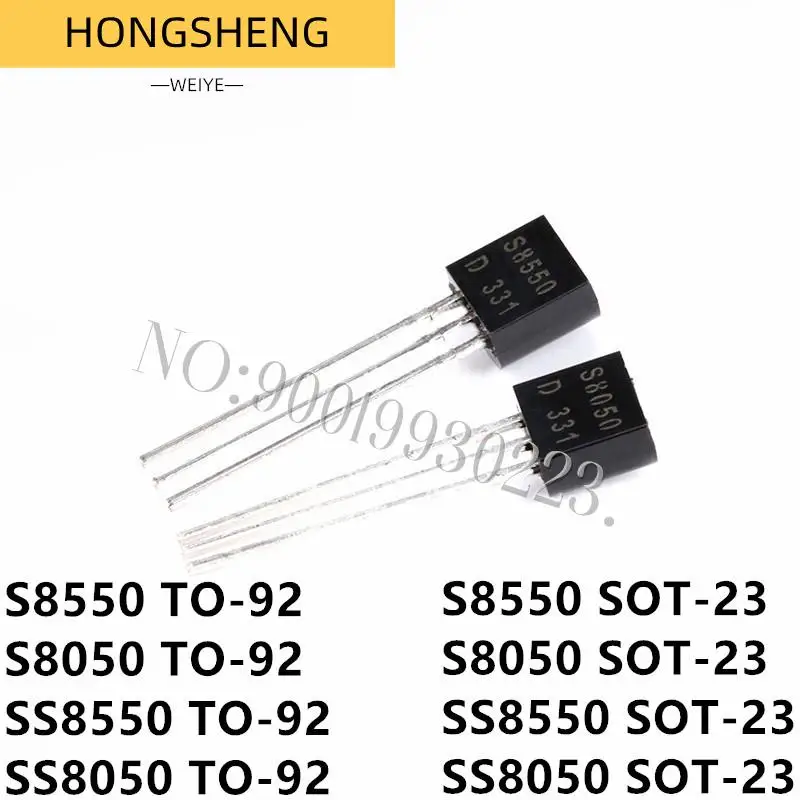 100% New 100pcs/lot S8550 TO92 S8550D TO-92 8550 TRANSISTOR (PNP) 0.5A 40V S8050 SS8550 SS8050 SOT-23