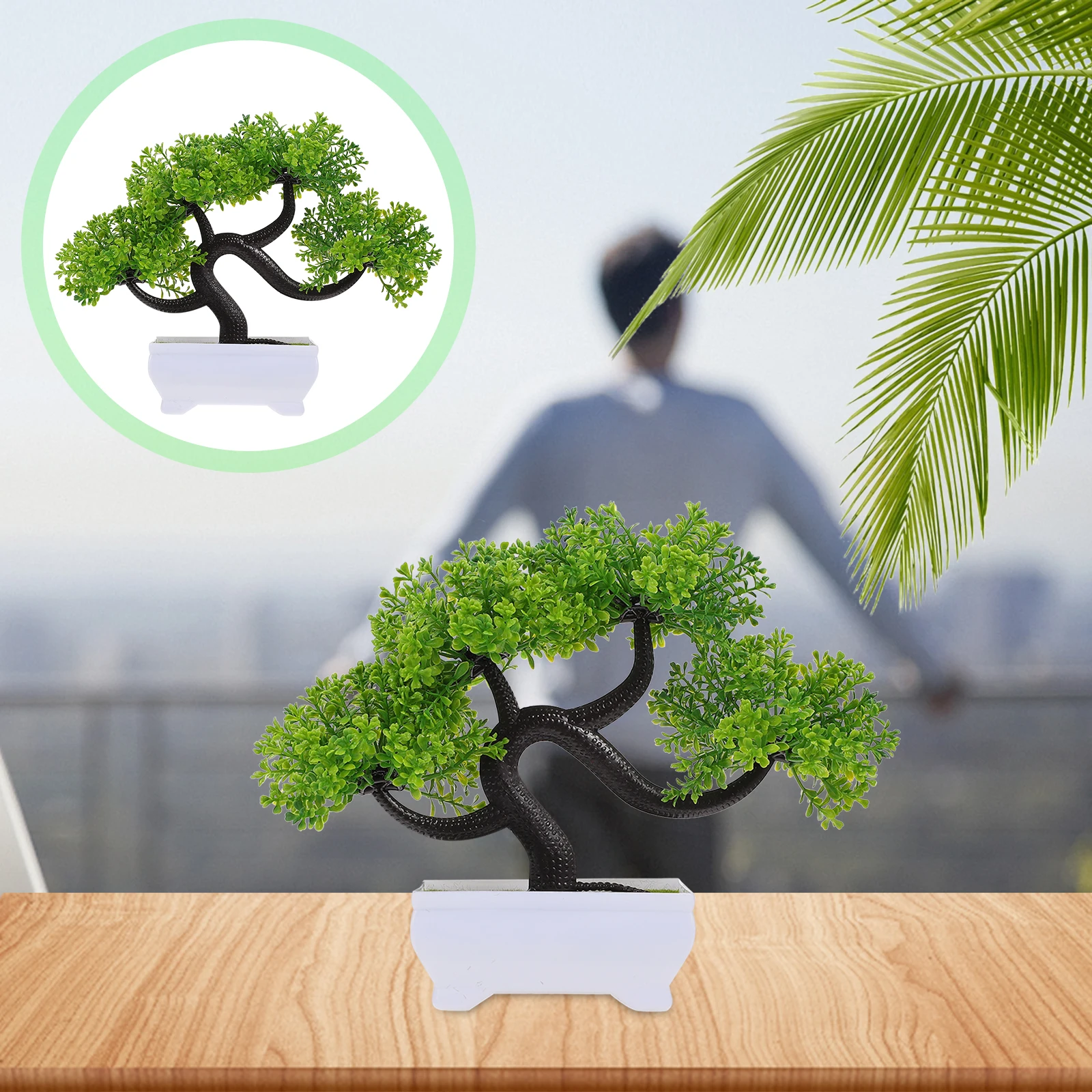 

2Pcs Mini Tree Artificial Bonsai Home Office Decor Fake Potted Plant Simulation nament Environmental Friendly