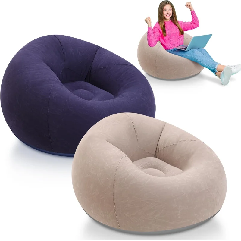 Portable Foldable Round Inflatable Sofa Chair Spherical Leisure Lounge Stool With Air Pump Camping Bean Bag Seat For Bedroom Use