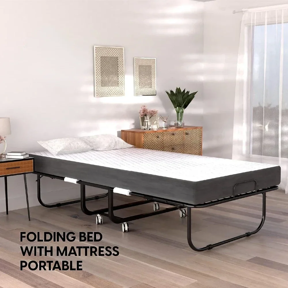 Folding Guest Bed with Mattress - 5-inch Thick Memory Foam Mattress - Space Saving Fold Up Bed-75x31 Folding Bed