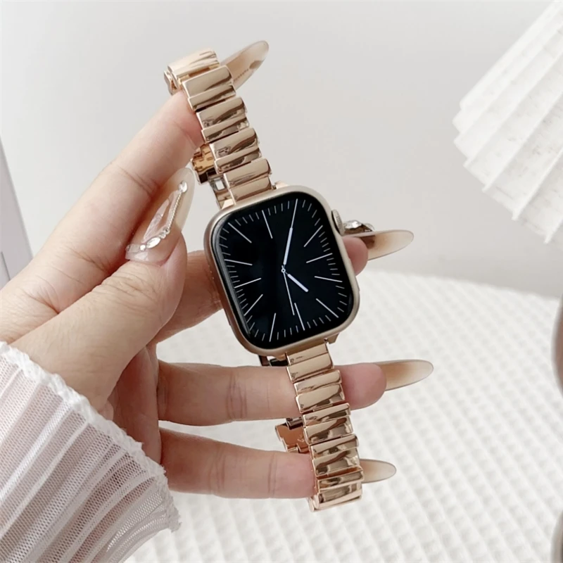 New Stylish Metal Bracelet Strap For Apple Watch Series 9 8 7 SE 4 5 3 45/44/42mm Women Bands For iWatch Ultra 2 40mm 49mm 38mm