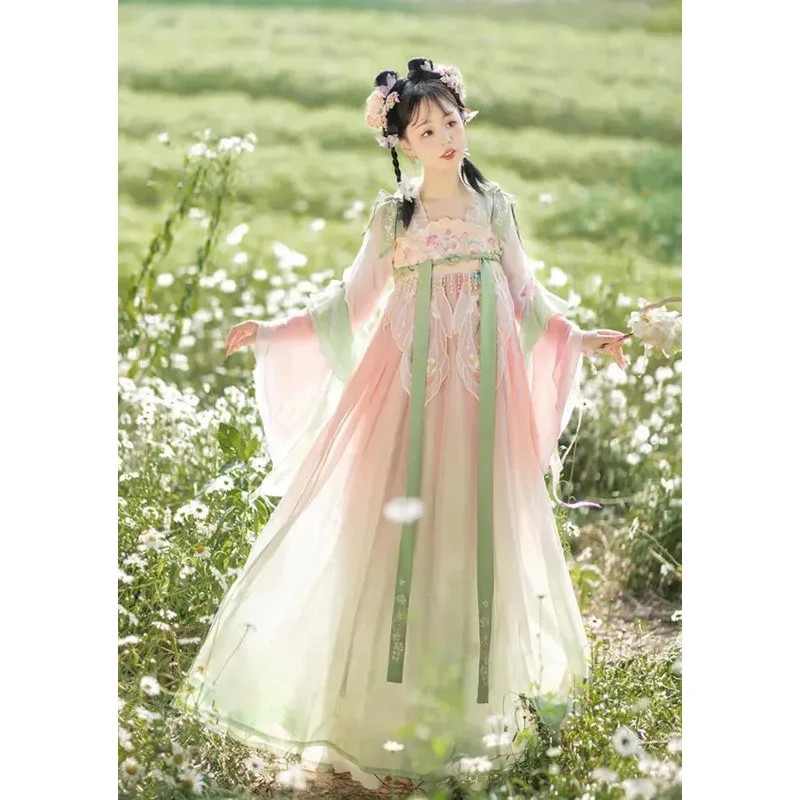

Women's Hanfu "Flower Language" - Chest-High Chinese Elements - Spring Summer Daily Wear Ethereal Fairy Style Costume