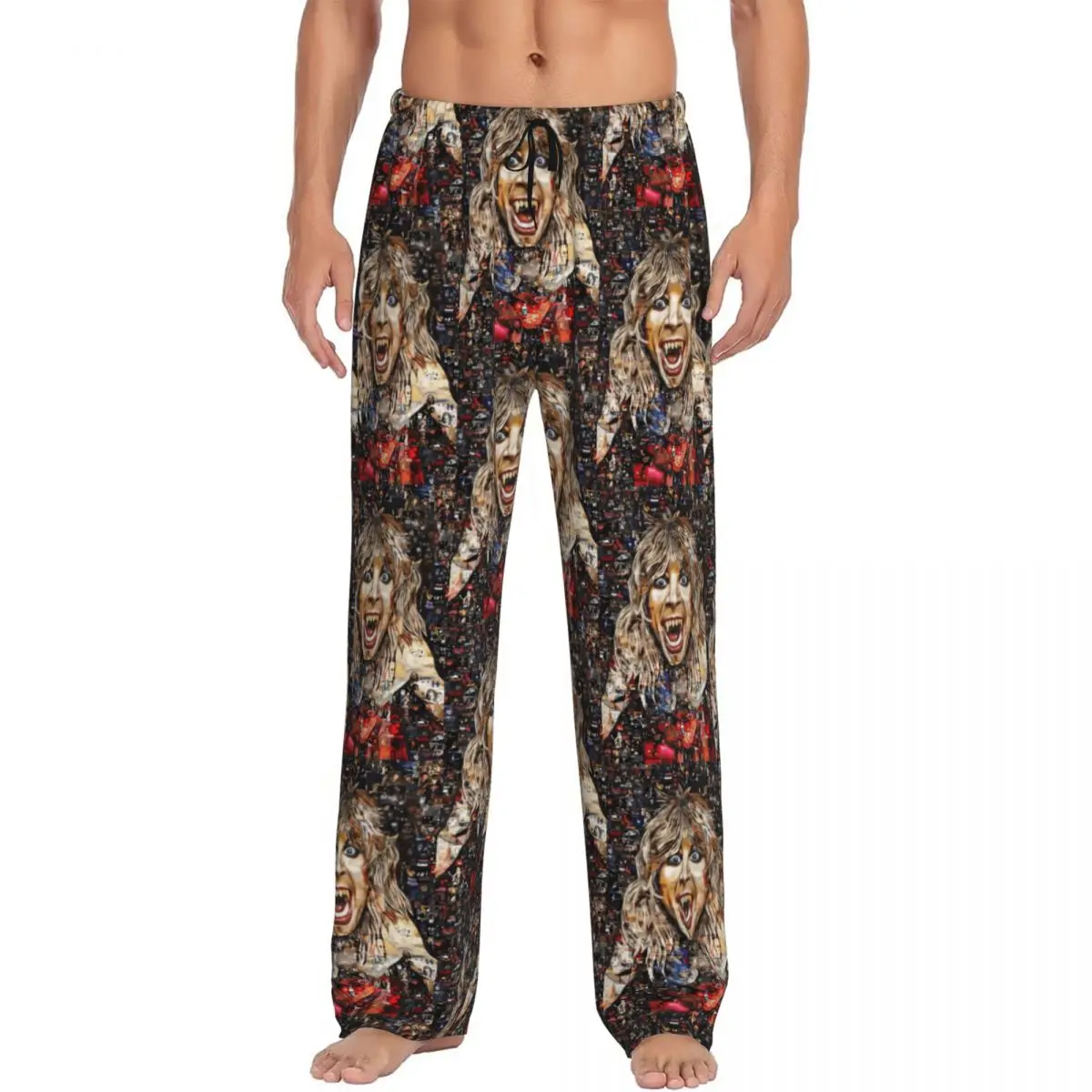 

Custom Ozzy Osbourne Pajama Pants Sleepwear for Men Elastic Waistband Prince Of Darkness Sleep Lounge Bottoms with Pockets