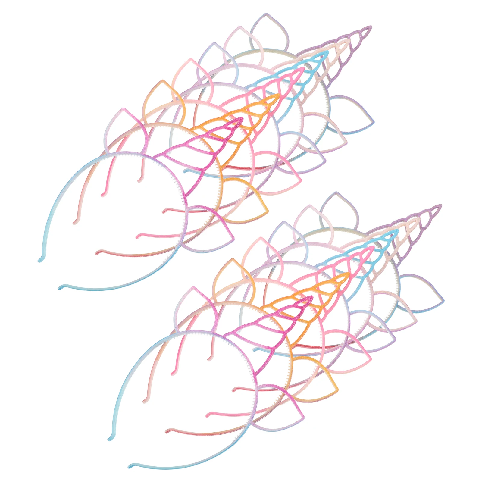 

12 Pcs Painted Unicorn Head Hoop Embellished Headbands for Women Glitter Holiday Cute Festive Plastic Party Hairbands Miss