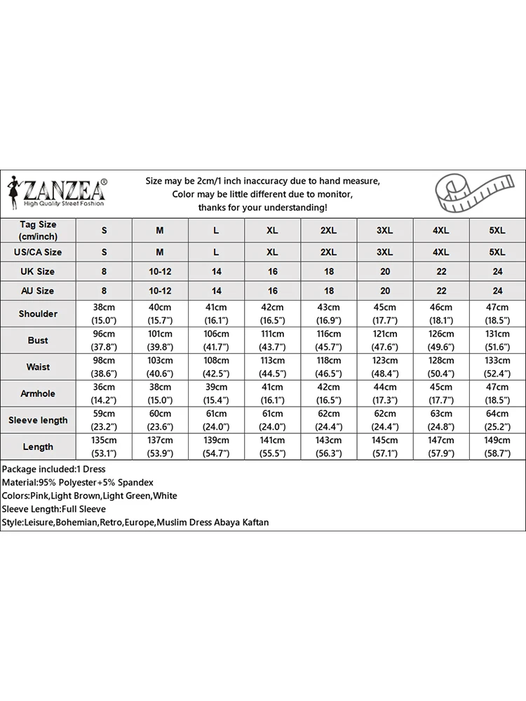 ZANZEA Donna Musulmana Eid Abiti Hijab Islamico O-Collo Patchwork di Pizzo Manica Lunga Solido Lungo Abaya Vestaglie Allentato Casual Abito Modesto