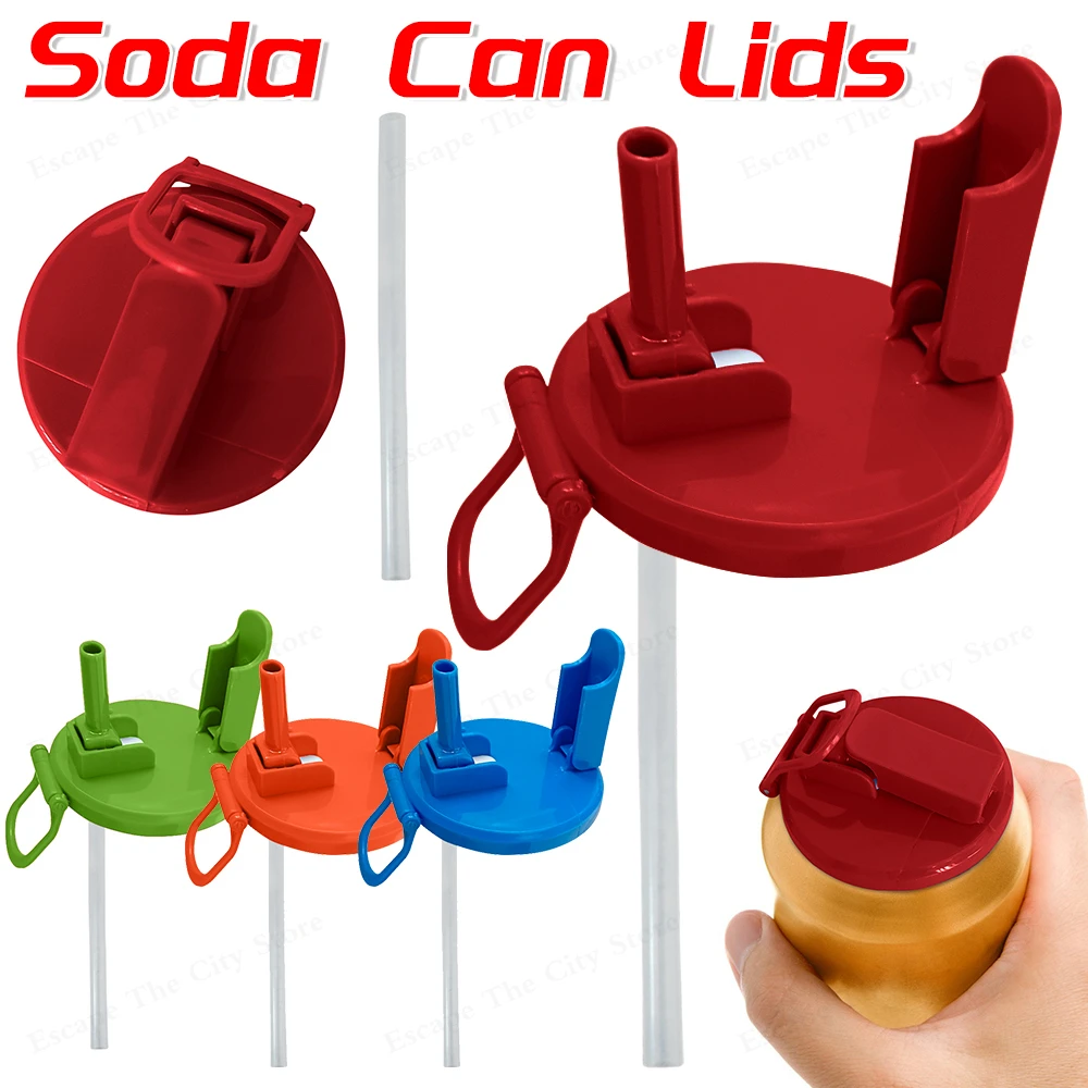 

Silicone Soda Can Lid with Straws Beverage Can Cover Reusable Dustproof Beer Can Toppers for Canned Beverage Beer Juice Seltzer