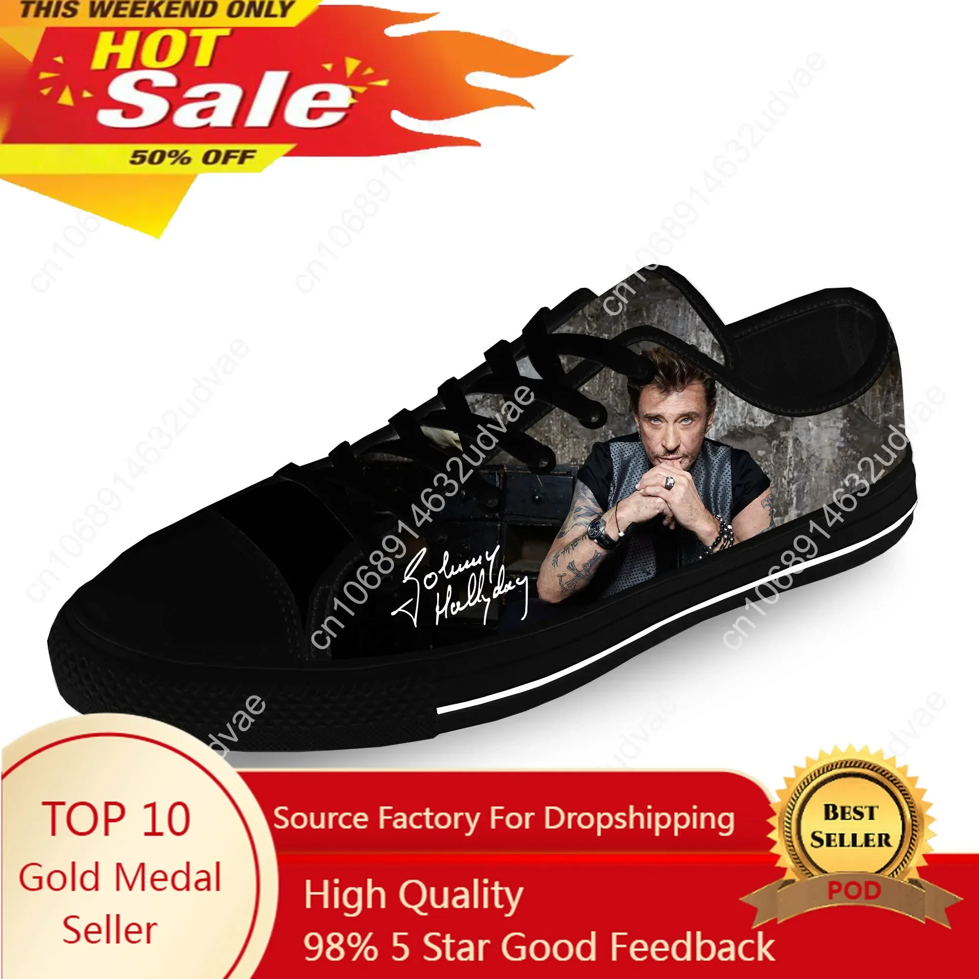 

Johnny Hallyday Rock Star Lightweight Cloth 3D Print Funny Fashion Low Top Canvas Shoes Men Women Casual Breathable Sneakers