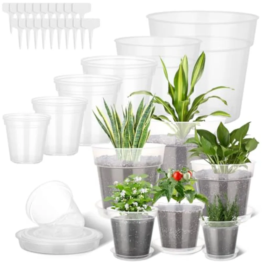 

Nursery use, transparent plastic, clear, durable with drainage holes for orchids and indoor plants