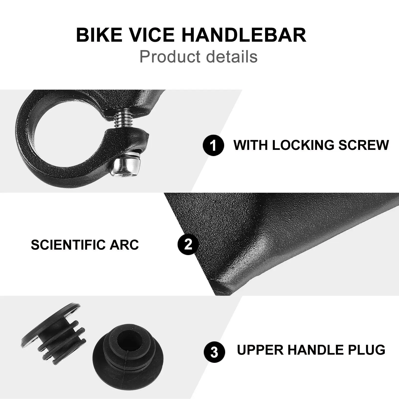 زوج واحد من مقود نائب من سبائك الألومنيوم الأسود خفيف الوزن ومريح ومضاد للانزلاق لدراجة الطرق الجبلية القابلة للطي لركوب الدراجات