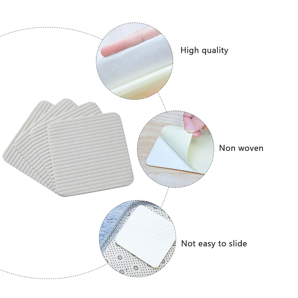 4 Pcs Anti Carpet Stickers High Adhesion Non woven Fabric Reusable Washable No Residue Rug Fixation Pad Skid Proof Floor