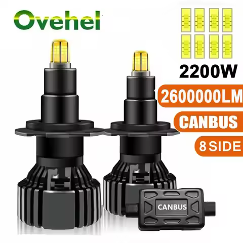 OVEHEL H4 2600000LM H1 H7 LED 360 Canbus HB3 HB4 9012 HIR2 D1S D2S Led H11 H8 9006 9005 Car Headlight Bulb Fog Lamps 6000K 12V