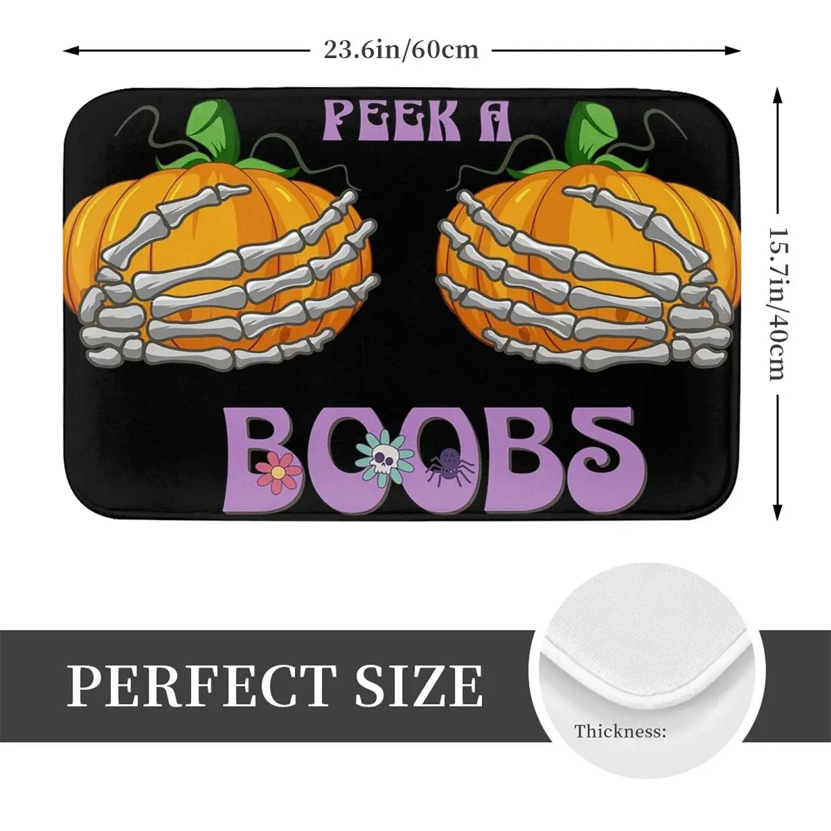 Spooky Peek-a-Boobies Halloween Treat Non-slip Doormat Floor Mat Carpet Rug for Kitchen Entrance Home Bedroom Footpad Mats