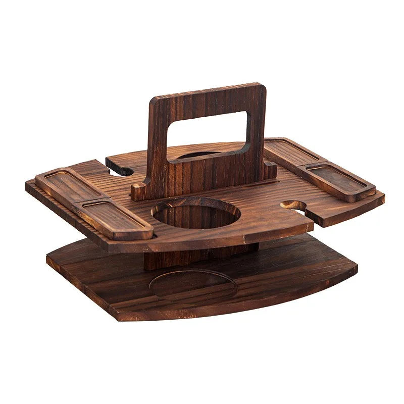 Wooden wine rack Outdoor picnic table Portable wine rack, removable fruit table Wine glass rack Multi-layer food rack