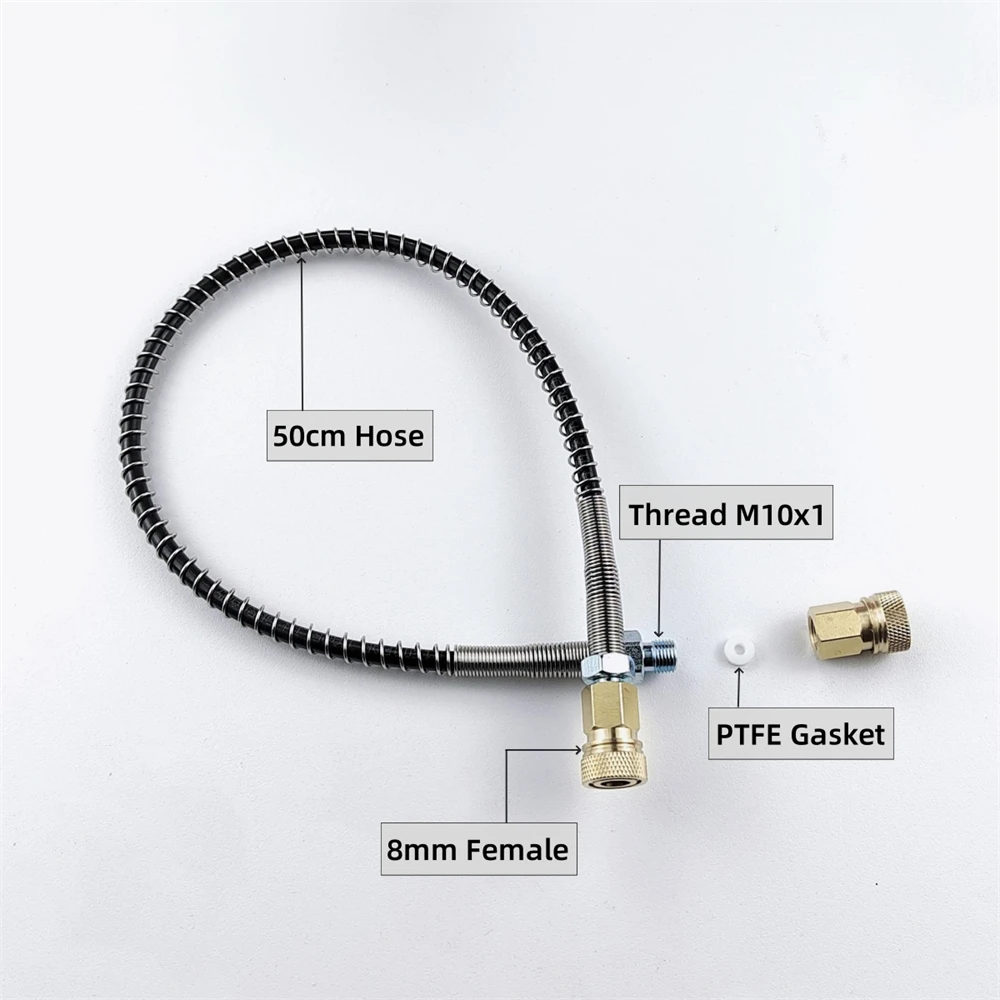 Mangueira de nylon de alta pressão hpa, 50cm/100cm, com mola enrolada, rosca macho m10x1 para recarga de ar, 300bar, 4500psi, acessórios de bomba