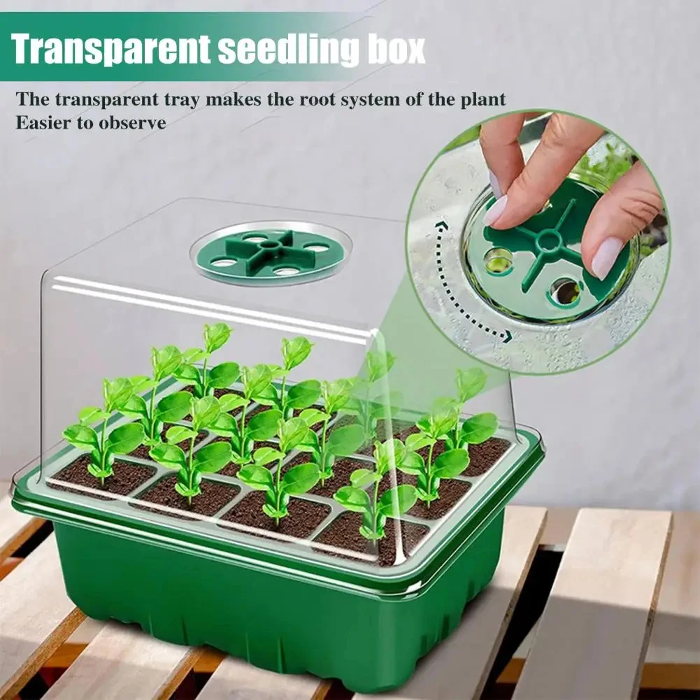 12 Cell Cover Nursery Tray Box with Growing light Seedling Germination Planting Pot Full Spectrum LED Growth Promotion