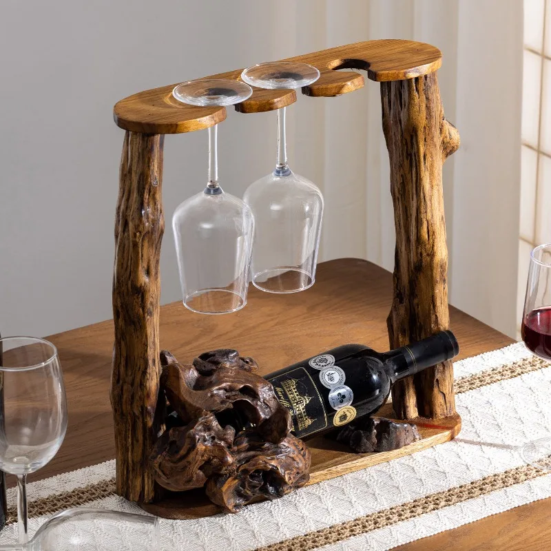 Thailand solid wood living room wine cabinet wine rack diagonal wine rack creative bar table rack decorative ornament