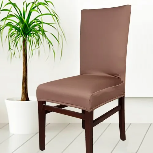 Abeltrade Micro Lycra Thick Fabric Coffee Color Chair Cover