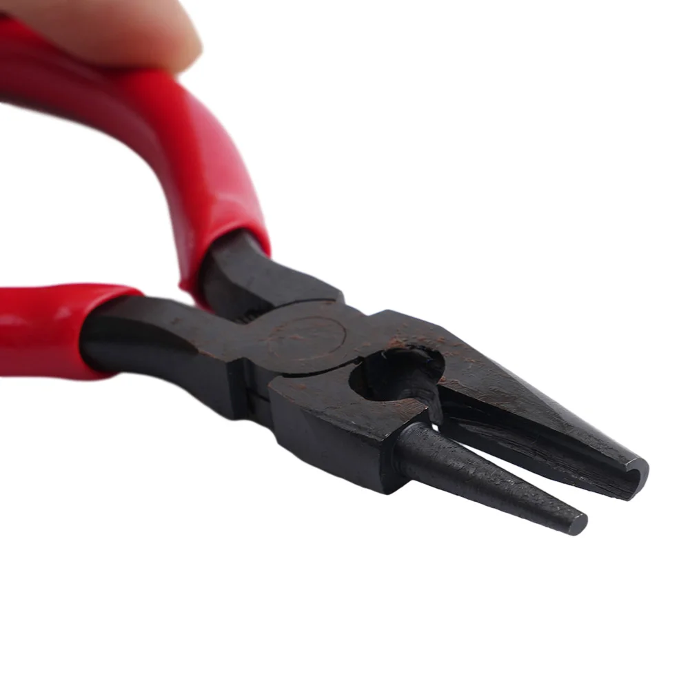 Round Concave Pliers for semi recessed and for semi round Nose Design for DIY Handmade Jewelry Winding Rolling Red Silver