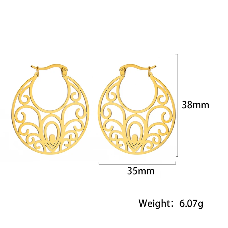 Vintage Hohl Ethnische Runde Hängende Ohrringe Für Frauen Weibliche Cane Vine Blatt Tropfen Ohr Ornamente Hochzeit Schmuck Zubehör Geschenk – Detail 10