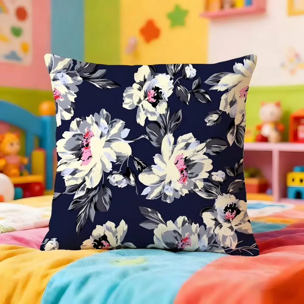 Floral Texture Cushion Cover Premium Soft Pillowcase Skin-Friendly Breathable Multi-Purpose for Home Office Travel