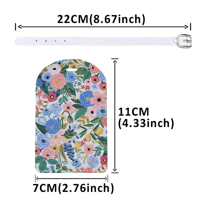 Luggage Tags with Privacy Cover PU Leather Cruise Ship Waterproof Tag Cute Flora Leopard Print Suitcase Tags for Men Kids Women