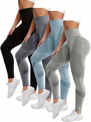 High Waisted Seamless Stretch Athletic Yoga Pants Leggings Ultra Breathable Quick-Drying for Running Fitness Solid Colors